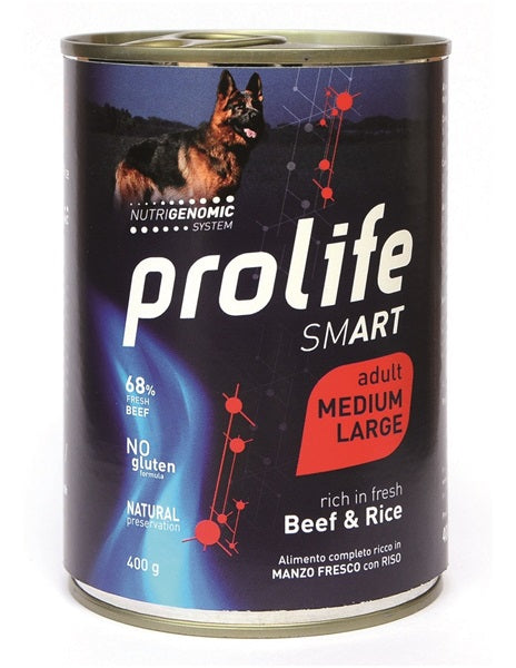 PROLIFE DOG SMART ADULT MEDIUM/LARGE MANZO & RISO 400 GR.