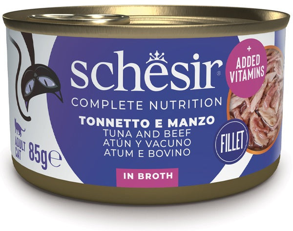 SCHESIR COMPLETE NUTRITION BROTH TONNETTO CON MANZO 85 GR.