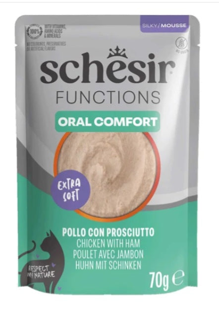 SCHESIR FUNCTIONS ORAL COMFORT POLLO & PROSCIUTTO MOUSSE 70 GR.