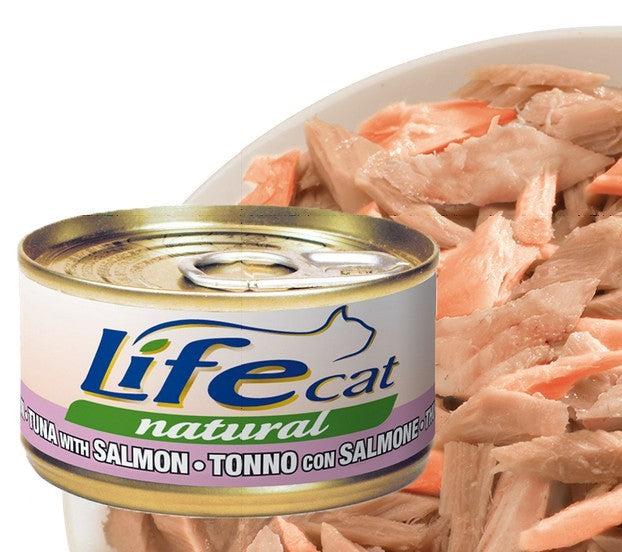 LIFE CAT NATURAL TONNO CON SALMONE 85 GR.
