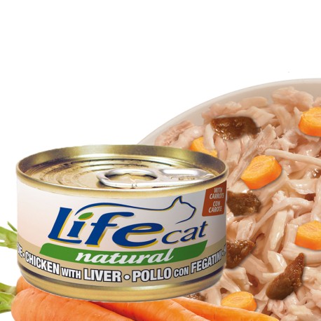 LIFE CAT NATURAL POLLO CON FEGATINI 70 GR.