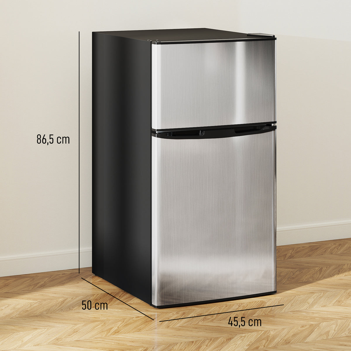 Réfrigérateur congélateur 88 L, petit réfrigérateur combiné avec portes réversibles et éclairage, 45,5x50x86,5cm, noir-2