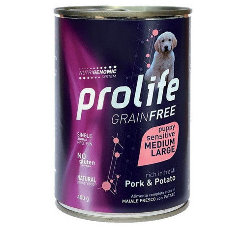 PROLIFE DOG SENSITIVE PUPPY MEDIUM/LARGE MAIALE & PATATE 400 GR.