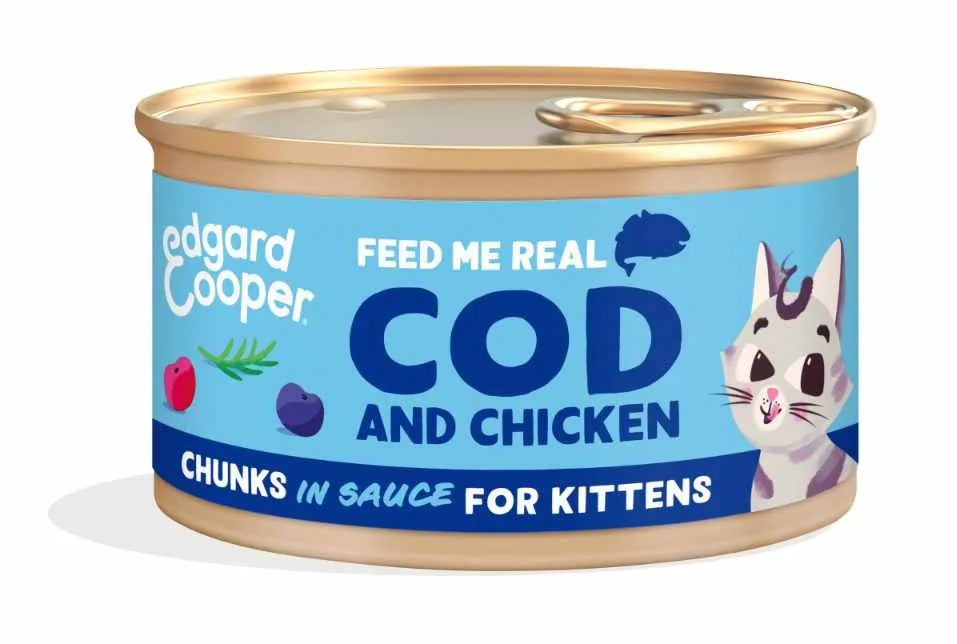EDGARD&COOPER CAT KITTEN CHUNKS BOCCONCINI MERLUZZO & POLLO 85 GR.