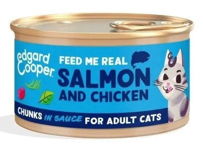 EDGARD&COOPER CAT ADULT CHUNKS BOCCONCINI SALMONE & POLLO 85 GR.