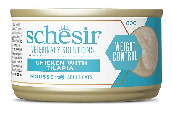 SCHESIR VET SOLUTIONS WEIGHT CONTROL MOUSSE POLLO CON TILAPIA 80 GR.
