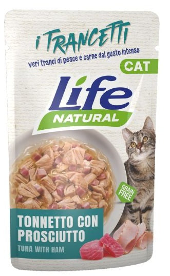 LIFE CAT BUSTA TRANCETTI TONNETTO CON PROSCIUTTO 55 GR.