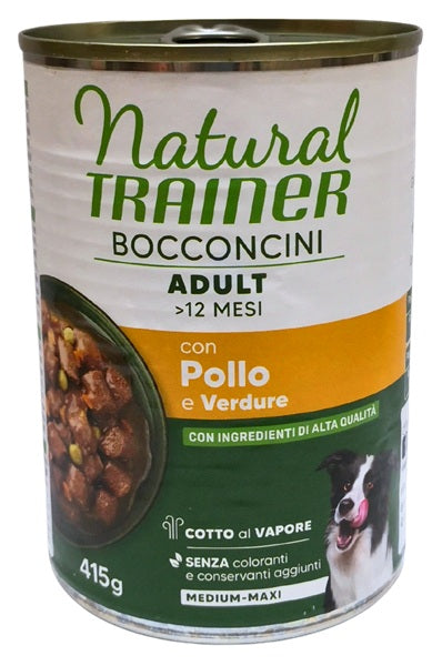NATURAL TRAINER MEDIUM/MAXI ADULT BOCCONCINI POLLO & VERDURE 415 GR.