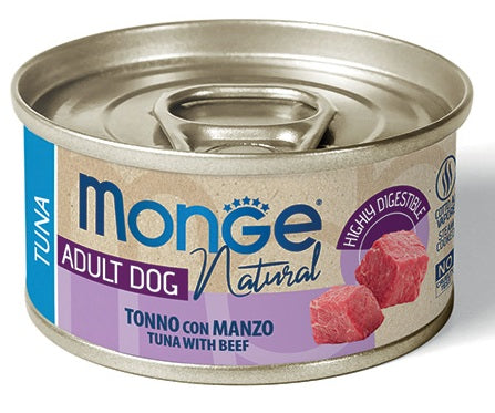MONGE DOG NATURAL ADULT TONNO CON MANZO 95 GR.