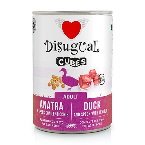 DISUGUAL DOG CUBES ADULT ANATRA, SPECK & LENTICCHIE 400 GR.