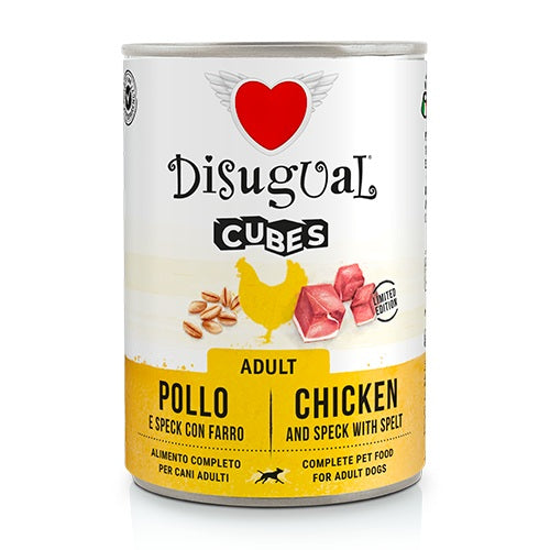 DISUGUAL DOG CUBES ADULT POLLO, SPECK & FARRO 400 GR.