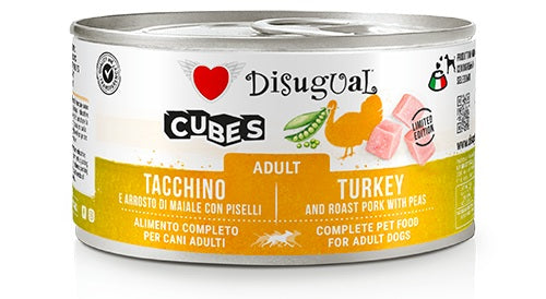 DISUGUAL DOG CUBES ADULT TACCHINO, ARROSTO DI MAIALE & PISELLI 150 GR.