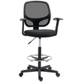Chaise bureau ergonomique, chaise de dessin, repose-pieds, dossier en maille, hauteur réglable, 64x57x110-132cm, noir-0