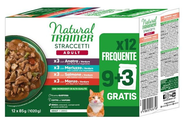 NATURAL TRAINER CAT ADULT STRACCETTI MULTIPACK (12 x 85 GR.)