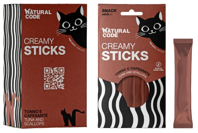 NATURAL CODE CREAMY STICKS TONNO & CAPESANTE 4 x 14 GR.