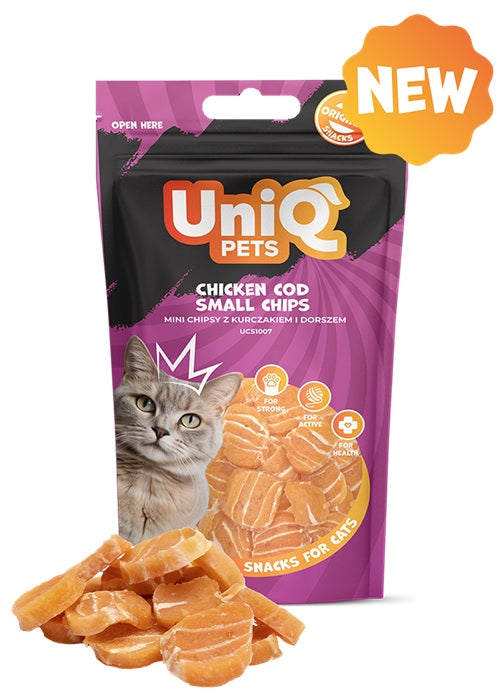 UNIQ PETS CAT SNACKS MINI CHIPS POLLO & MERLUZZO 50 GR.