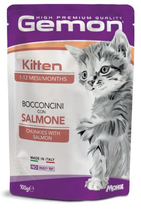 GEMON CAT KITTEN BOCCONCINI SALMONE 100 GR.