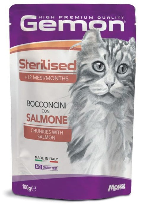 GEMON CAT STERILISED BOCCONCINI SALMONE 100 GR.