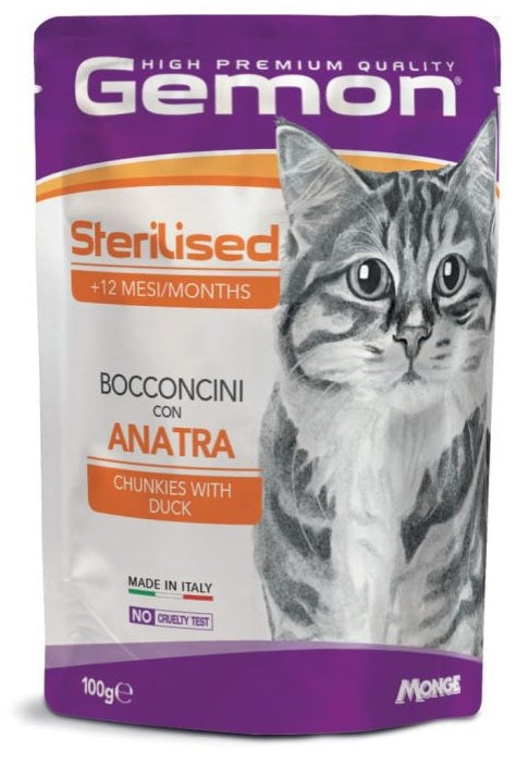GEMON CAT ADULT STERILISED BOCCONCINI ANATRA 100 GR.