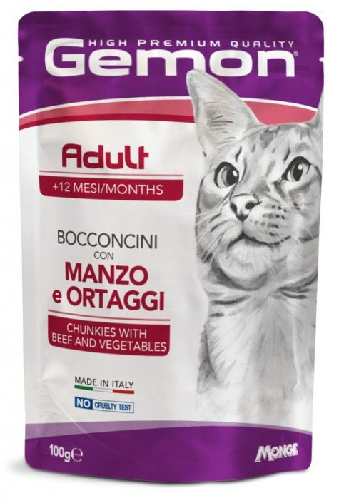GEMON CAT ADULT BOCCONCINI MANZO & ORTAGGI 100 GR.
