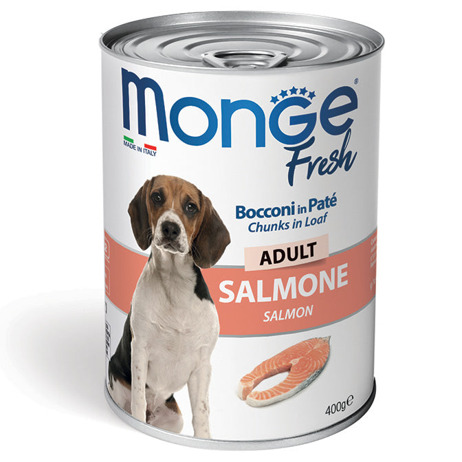 MONGE FRESH BOCCONI IN PATE' ADULT SALMONE 400 GR.