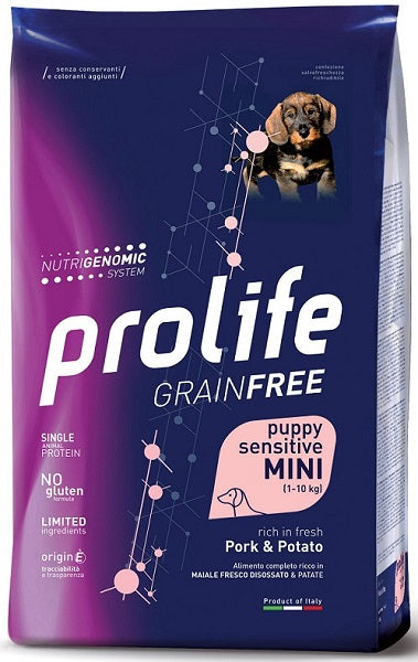 PROLIFE DOG PUPPY SENSITIVE GRAIN FREE MINI MAIALE & PATATE 600GR.