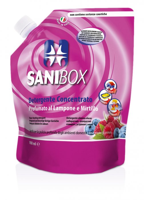 SANIBOX DETERGENTE CONCENTRATO PROFUMATO AL LAMPONE & MIRTILLO 1 LT.