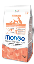 MONGE SPECIALITY LINE PUPPY & JUNIOR ALL BREEDS SALMONE & RISO 2,5 KG.