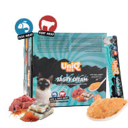 UNIQ PETS CAT SNACKS BUBBLE CREAM MERLUZZO E MANZO CON KRILL 15 GR.
