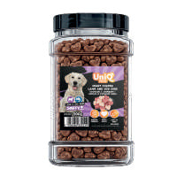 UNIQ PETS DOG SNACKS SNIFFY CUORICINI AGNELLO E MERLUZZO BARATTOLO 200 GR.