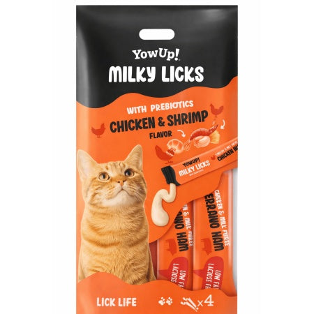 YOWUP! MILKY LICKS POLLO E GAMBERI PER GATTI 4 X 15 G