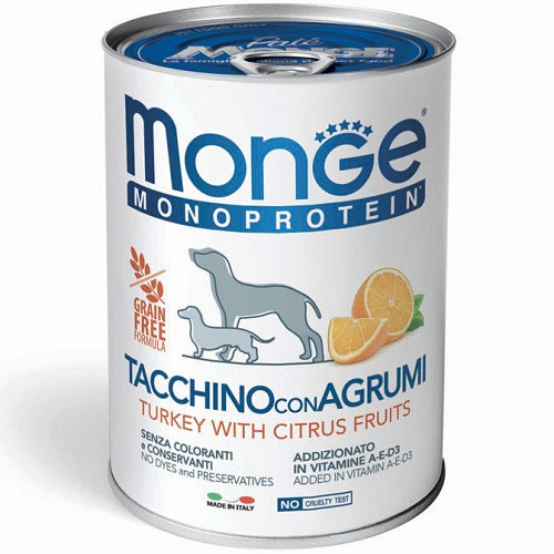 MONGE MONOPROTEICO SOLO TACCHINO & AGRUMI 400 GR.