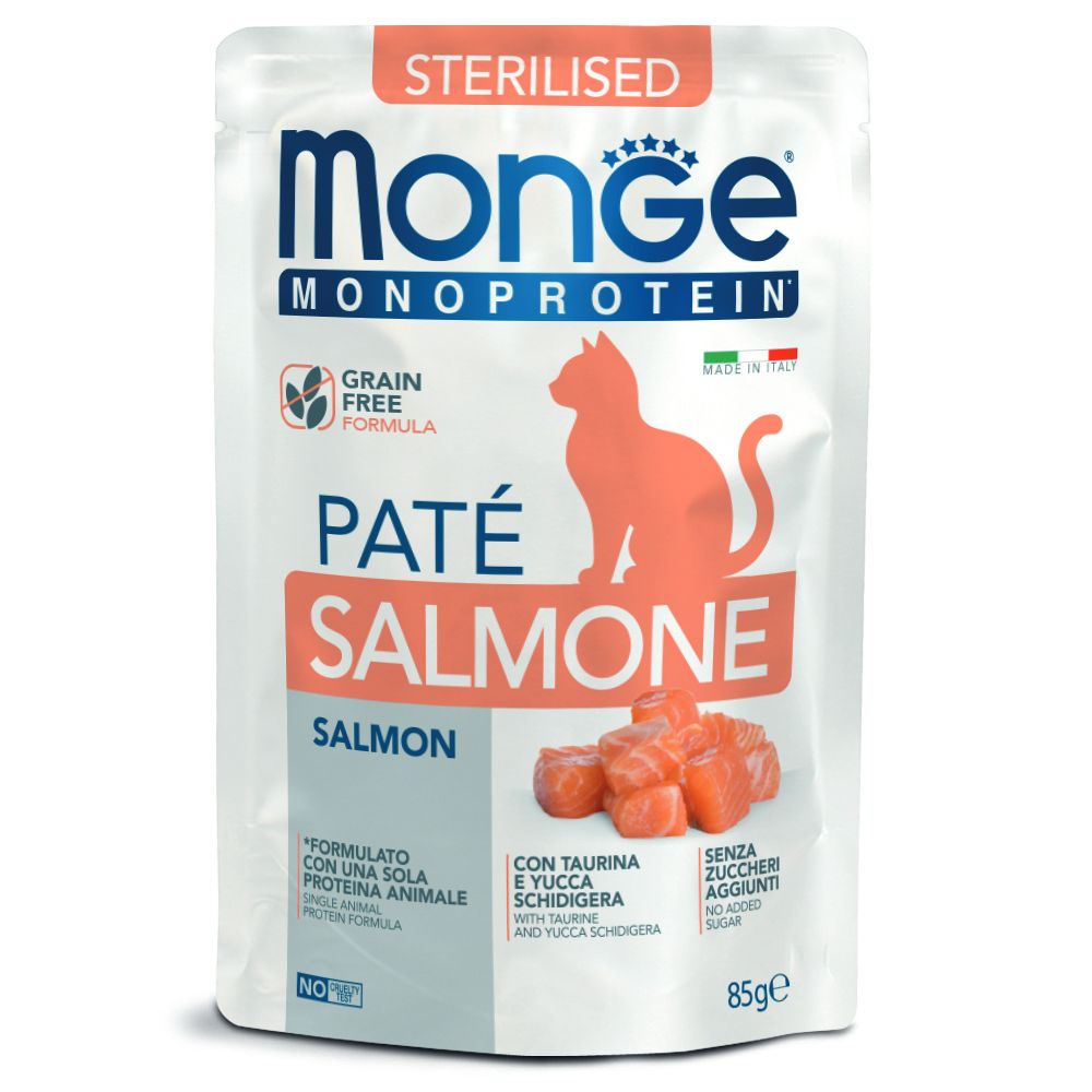 MONGE CAT MONOPROTEIN PATE STERILISED SALMONE 85 GR.