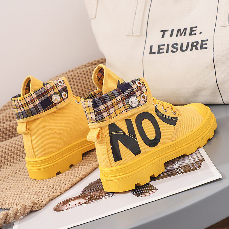 New All-match High-top Girls Canvas Short Boots Women's Shoes-3
