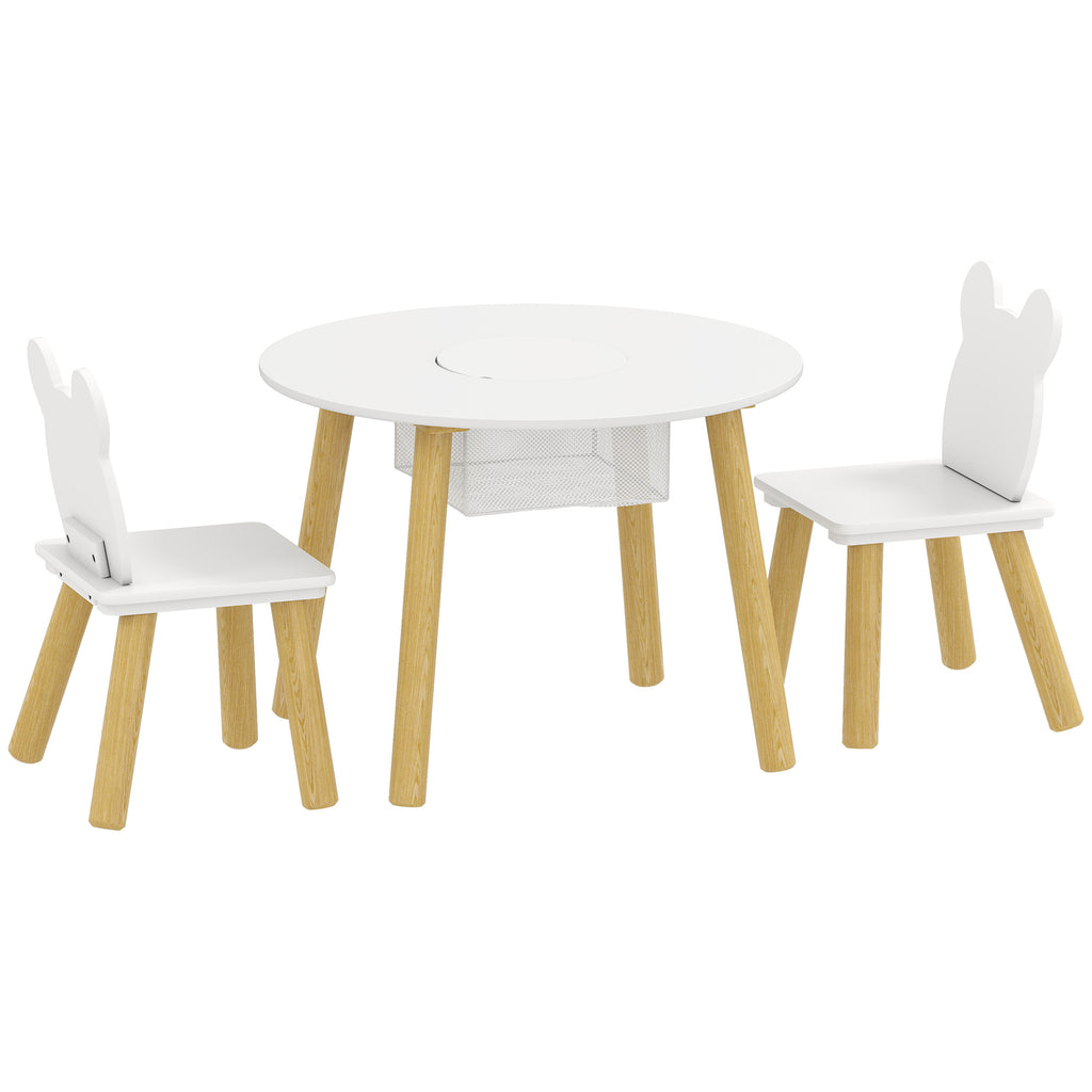 Ensemble 1 table ronde, 2 chaises pour enfant 3 pièces, dossier en forme d'ours, activités, bricolage, repas, 3-6 ans-0