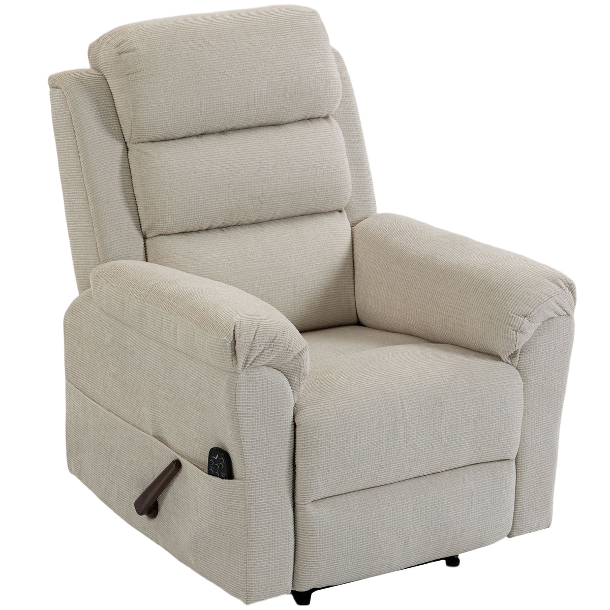 Fauteuil Inclinable de Massage et Chauffage, Fauteuil de Relaxation, Appuie-tête Réglable Poches Latérales, Crème-0