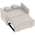 Canapé Convertible 2 Places 3 en 1, Canapé-Lit Clic Clac en Velours Hollandais, Dossier Réglable, 2 Oreillers, Beige-0