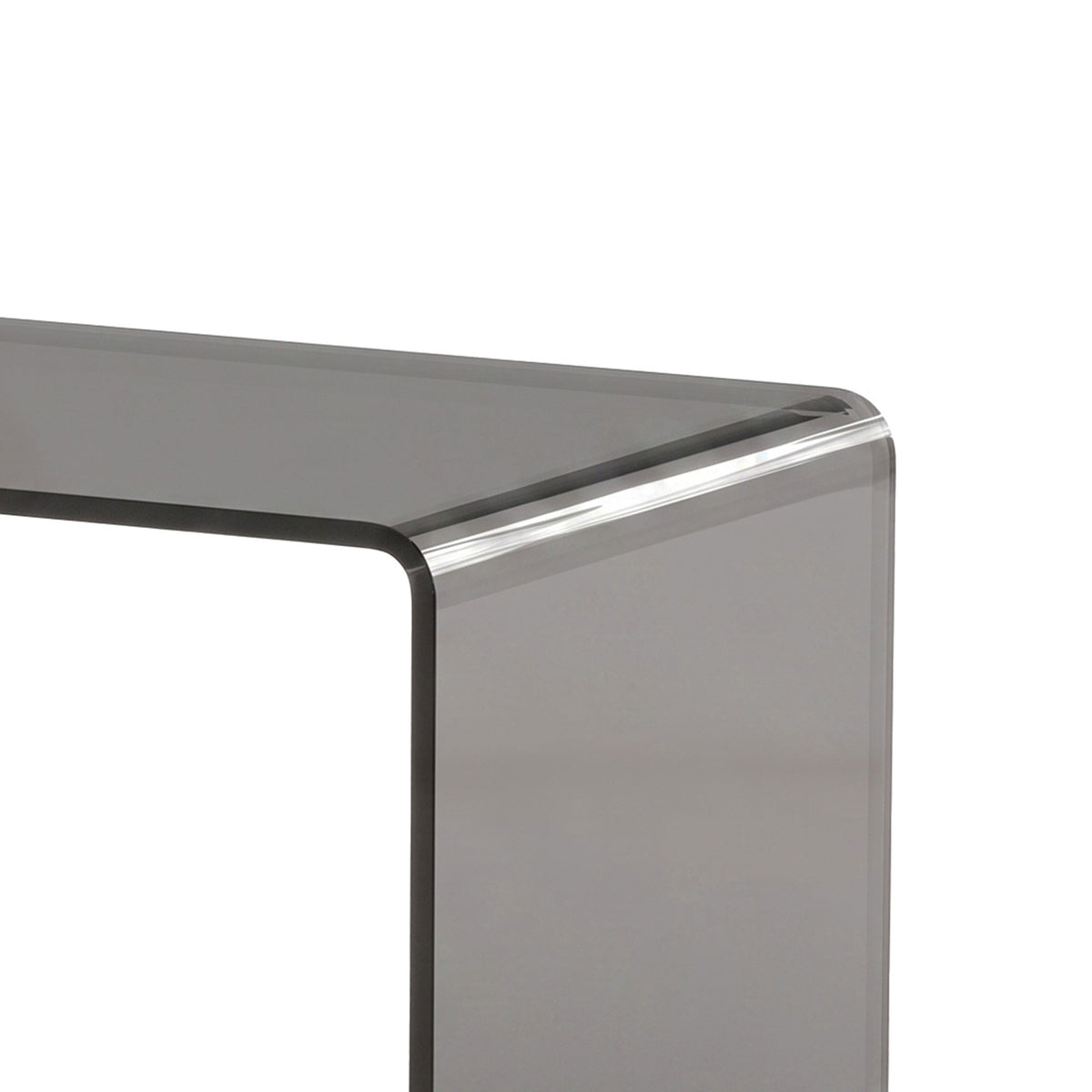Table Basse en Verre, Table de Salon Rectangulaire Design Moderne avec Bords Arrondis Sûrs, Gris Clair Transparent-9