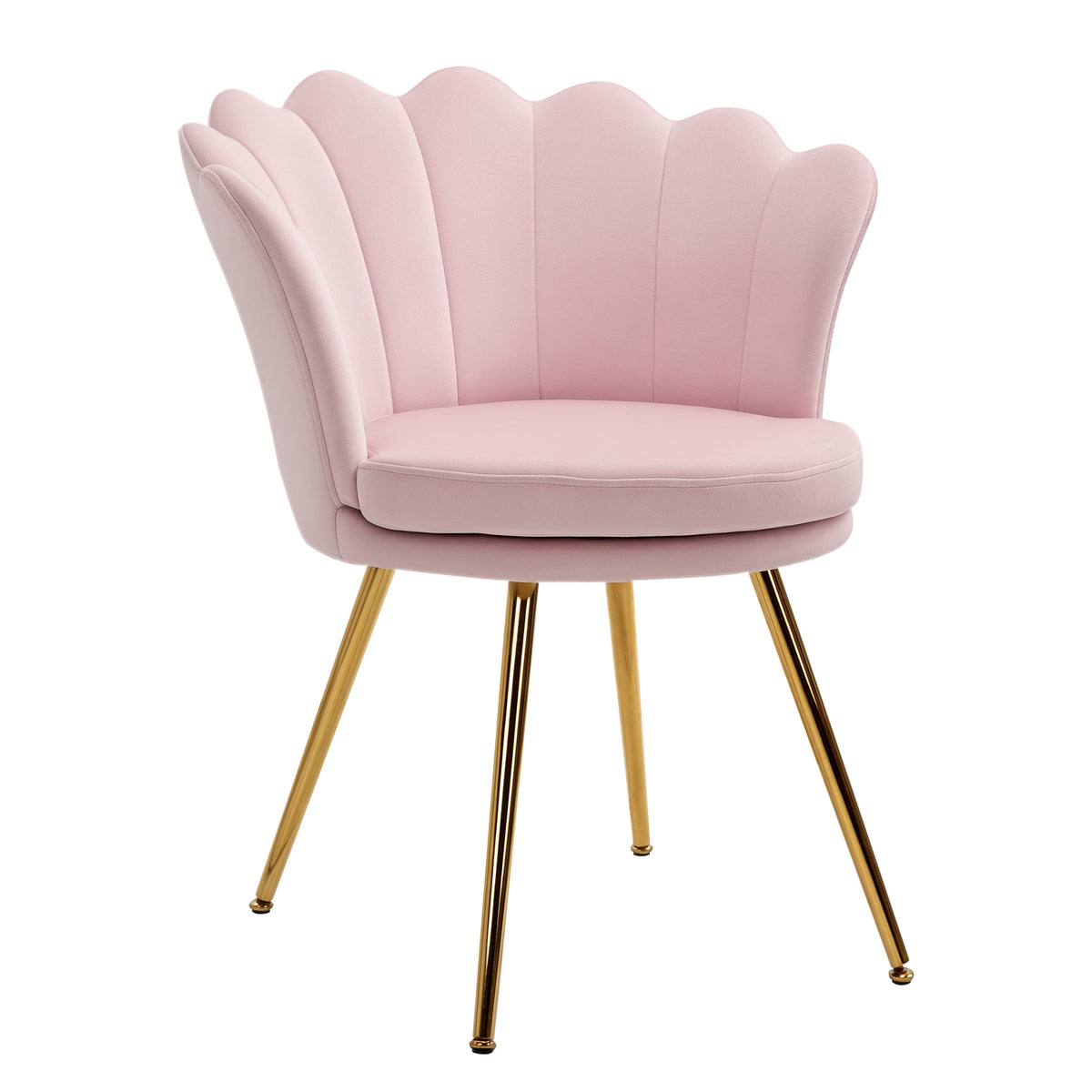 Fauteuil coquillage chaise coiffeuse fauteuil en velours avec pieds en métal doré rose poudré-0