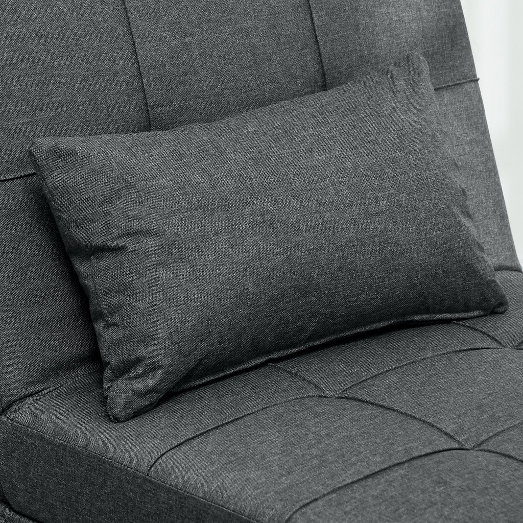Fauteuil convertible 1 place fauteuil lit avec dossier réglable, siège rembourré et oreiller, gris-8