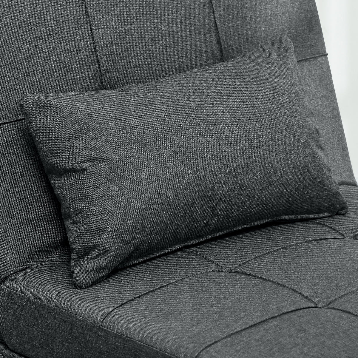 Fauteuil convertible 1 place fauteuil lit avec dossier réglable, siège rembourré et oreiller, gris-8