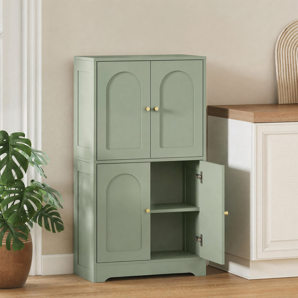 Buffet cuisine, meuble cuisine rangement avec 4 portes cintrées et 2 étagères réglables, 60 x 30 x 110 cm, vert-1