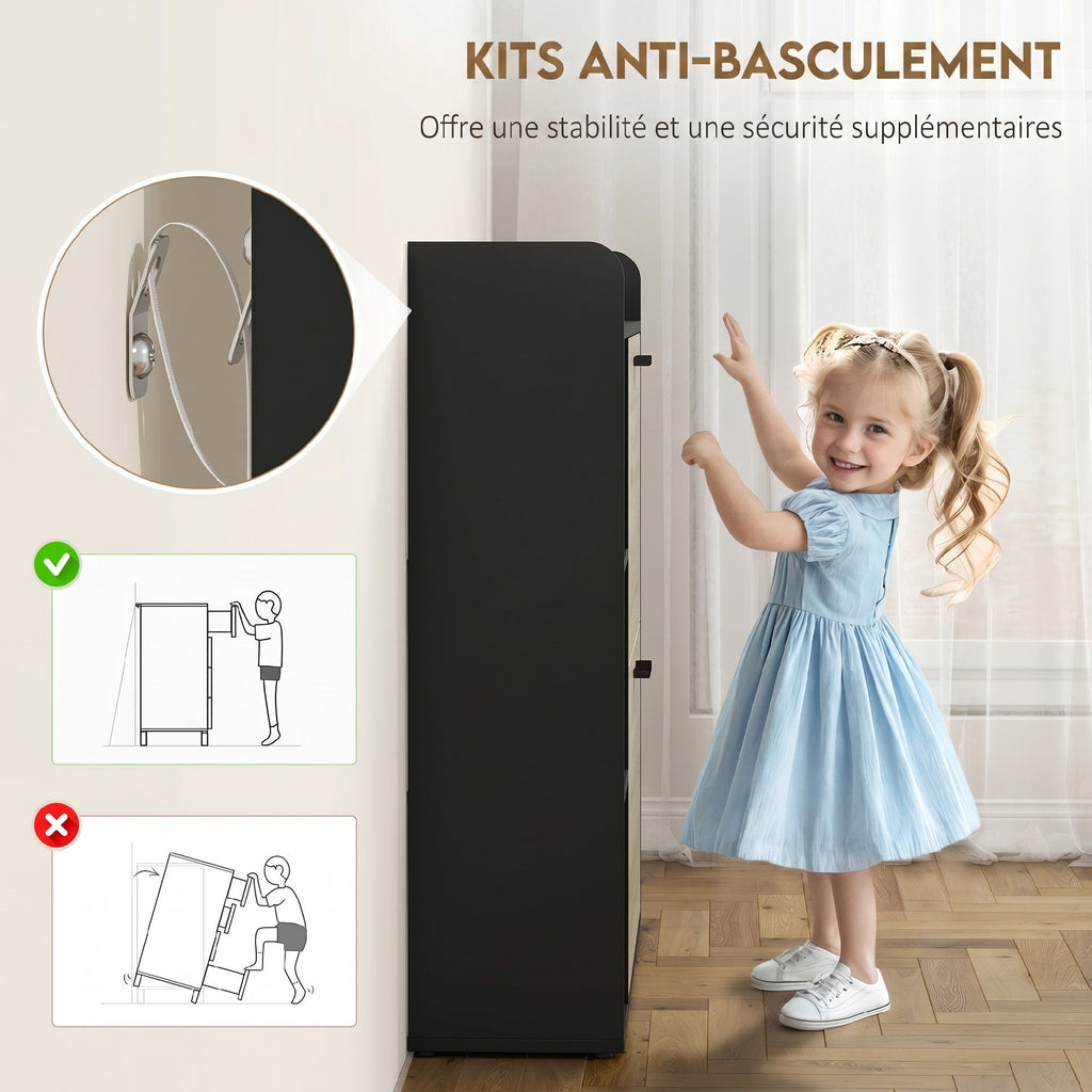 Meuble à chaussures 15 paires, armoire à chaussures moderne avec 2 tiroirs rabattables, 83x24x90,5cm, noir-6