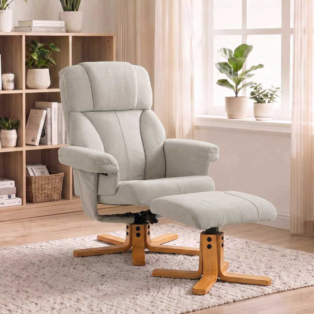 Fauteuil relax avec repose-pied, fauteuil de relaxation, dossier inclinable, assise rembourrée, 79x80x104cm, crème-7