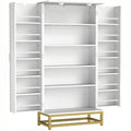 Armoire de cuisine meuble cuisine rangement avec 12 étagères à portes, étagères ajustables, 58x29x119,5cm, blanc-0