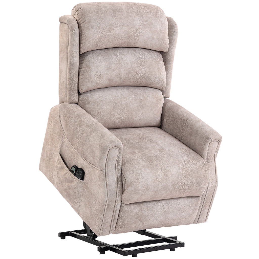 Fauteuil releveur électrique massage par vibrations et chaleur, fauteuil relax électrique en velours, 80x160x82cm, beige-0