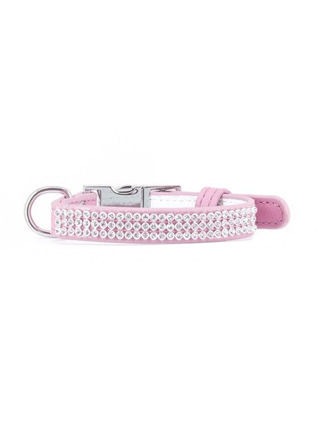 JULIUS-K9 COLLARE PARIS SIMILPELLE CON STRASS (1,5 x 35-48 CM.) ROSA