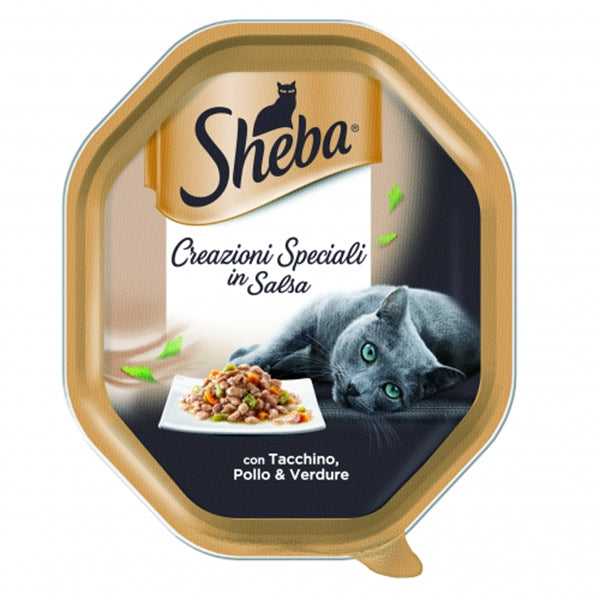 SHEBA CREAZIONI SPECIALI IN SALSA TACCHINO, POLLO & VERDURE 85 GR.
