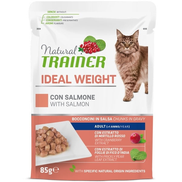 NATURAL TRAINER CAT ADULT IDEAL WEIGHT SALMONE 85 GR.