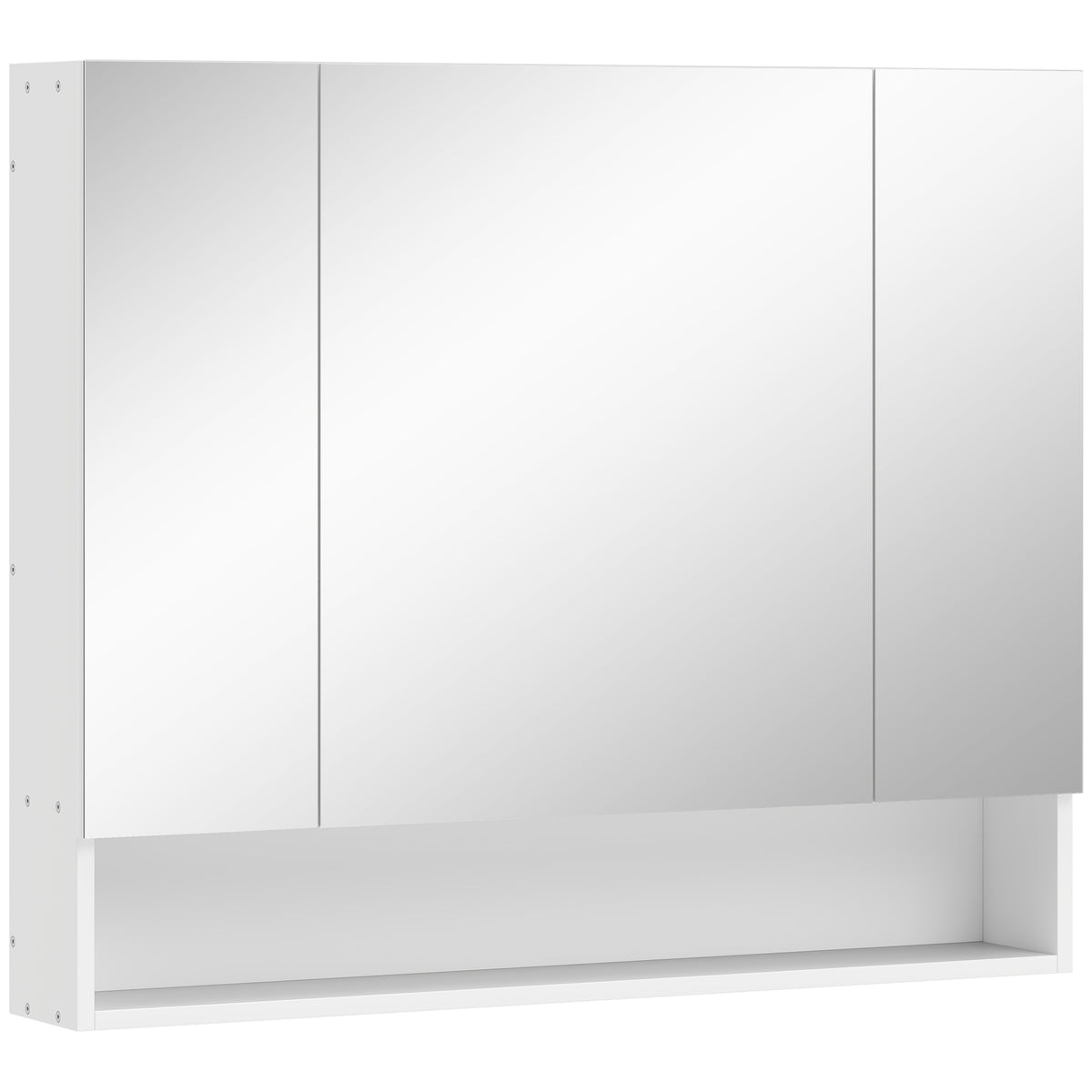 Armoire murale salle de bain avec miroir, armoire de toilette 3 portes miroir, étagères réglables, 90x15x75cm, blanc-0